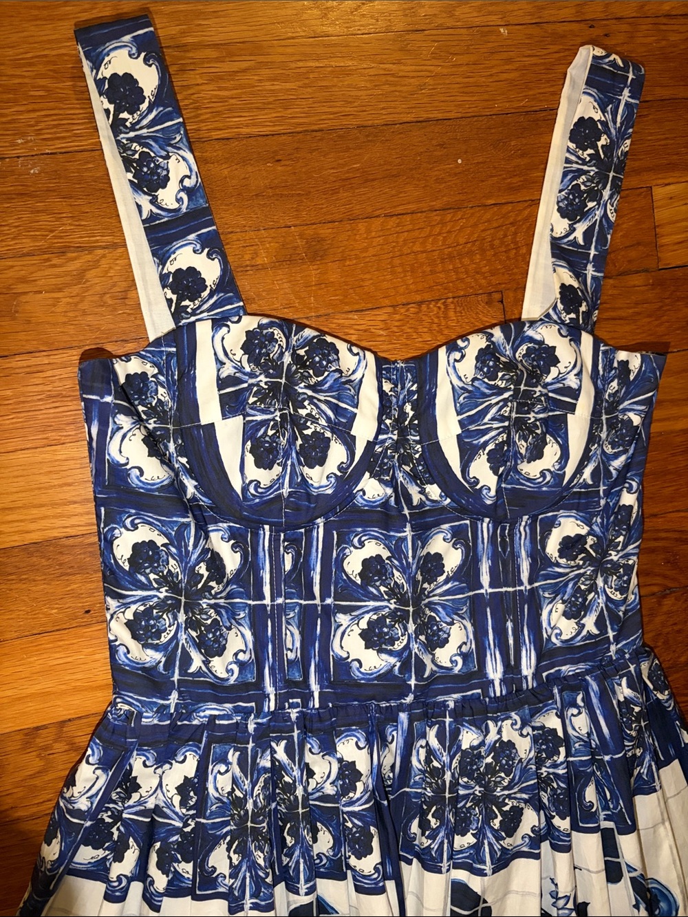 Dolce & Gabbana Bustier Midi Dress in Majolica-Print Poplin - IT 44 - US 8 - Picture 5 of 13
